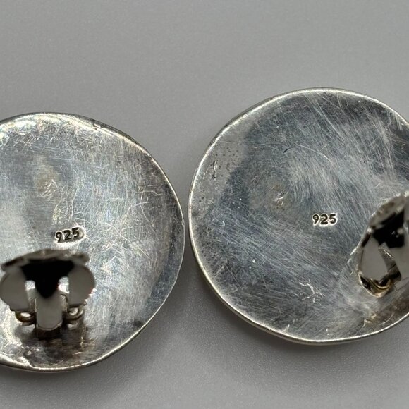 Sterling Silver 925 Clip-On Earrings Textured Wave Design - Picture 6 of 8